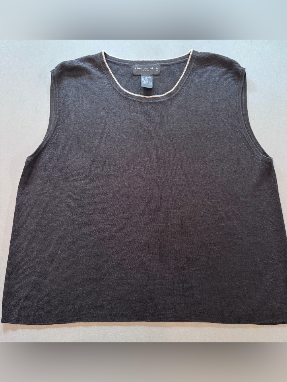 August Silk Women’s Sz XL Black 100% silk Sleeveless knit Tank Top vest